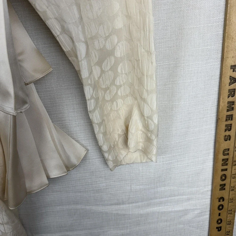 VTG Richard Warren Jacket Skirt Set Womens 10 White Silk Pleated Hem 2 Piece